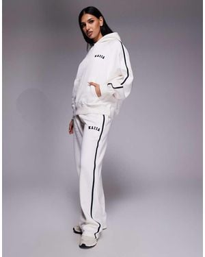 Kaiia Cotton Rich Embroidered Logo Side Stripe Wide Leg Joggers - Multicolour