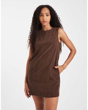 Threadbare Vestido Corto Sin Mangas De Pana De - Marrón
