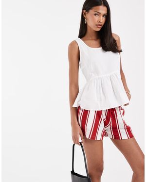 ONLY Sleeveless Peplum Cheesecloth Top - White