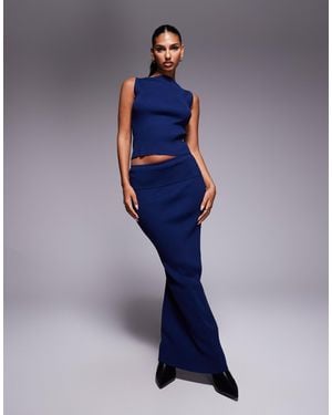 Kaiia Exclusive Rib Knit Maxi Skirt - Blue