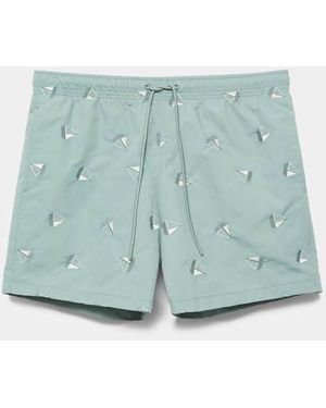 Pull&Bear Geborduurde Surfshort - Groen