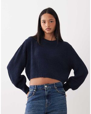 Threadbare Maglione Girocollo Corto A Coste - Blu