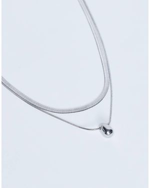 TOPSHOP Mila Waterproof Stainless Steel 2 Pack Snake Chain Necklace - White