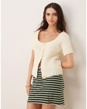 ASOS Knitted Scoop Neck Button Through Cardigan - Green