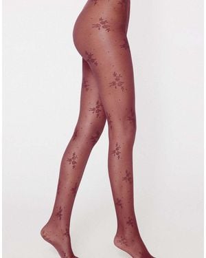 Tezenis Patterned 40 Denier Tights - Red