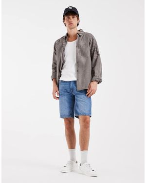 Blend Pantaloncini Di Jeans Slim Lavaggio Medio - Blu