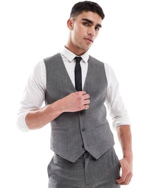 ASOS Wool Look Skinny Suit Waistcoat - Grey