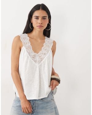 Miss Selfridge V-neck Cami Top With Picot Trim - White