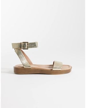 New Look Sandalias Doradas Con Tiras Cruzadas - Blanco