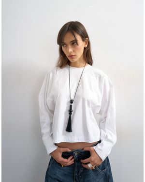 TOPSHOP Raglan Cinch Cuff Long Sleeve Top - White