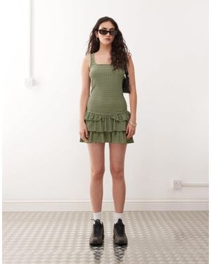 Collusion Gingham Mini Dress - Natural