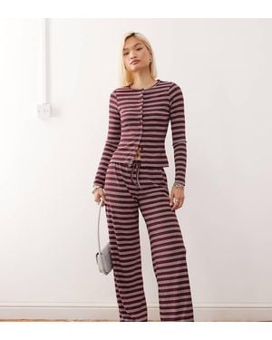 Collusion Relaxed Rib Trousers - Red