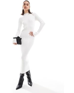 The Frolic Exklusiv – hochgeschlossenes, gestricktes midi-pulloverkleid - Weiß