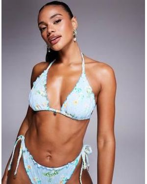 River Island Ditsy Floral Bikini Top - Blue