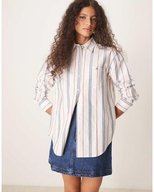 GANT Camisa Oxford Blanca A Rayas Holgada Con Logo Clásico De -Blanco - Neutro