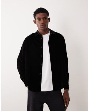 ASOS Relaxed Velvet Shirt - Black
