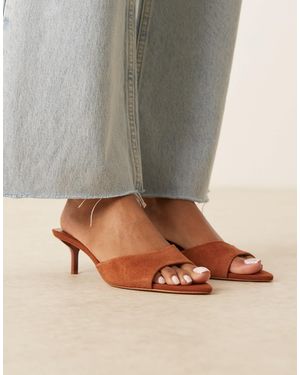 Mango Suede Open Back Heeled Sandal - Gray