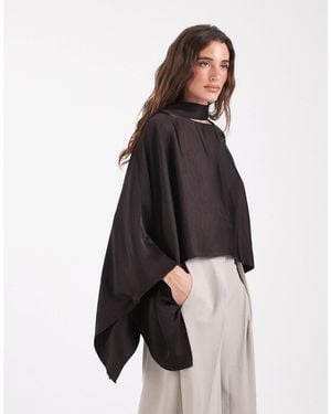 Vero Moda Long Sleeve Cape With Scarf - Brown