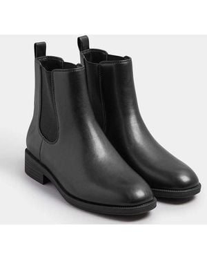 Yours Clothing Faux Leather Chelsea Ankle Boots - Black