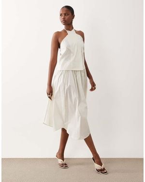 Mango Corfu Cotton Mix Asymmetric Hem Maxi Skirt Co-ord - Natural