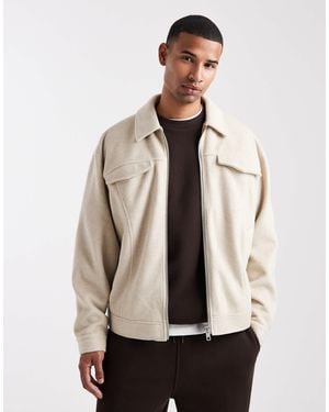 ASOS Wool Look Harrington - Natural