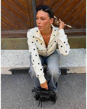 Bershka Sweatshirt Met Polkadotprint En Rits - Grijs