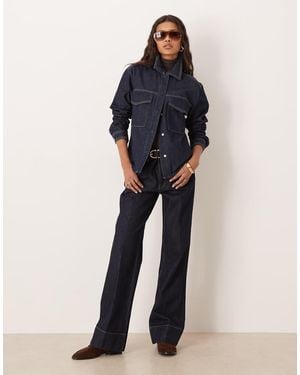 Mango Aylin Pleat Front Jean With Contrast Stitch Co-ord - Blue