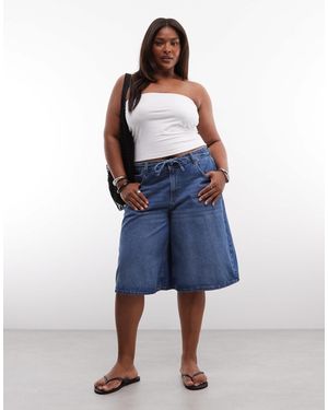 Noisy May High Waist Longline Loose Shorts - Blue