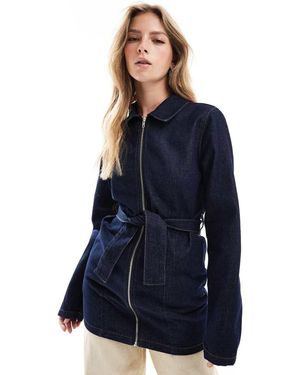 ASOS Giacca Di Jeans Indaco Con Cintura - Blu