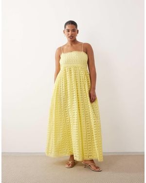 ARRANGE Curve Trapeze Cami Broderie Maxi Dress - Yellow