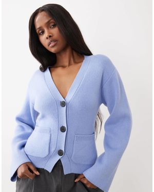 Gina Tricot Shaped Knitted Cardigan - Blue