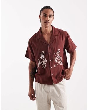 Aray Embroide Revere Beach Shirt - Red