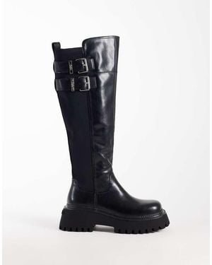 Buffalo Stacy High Biker Boots - Black