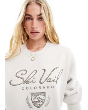 Abercrombie & Fitch Colorado Ski Embroidered Sweatshirt - White