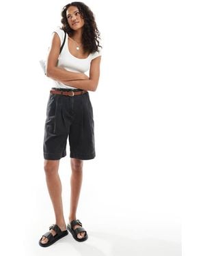 ASOS Denim Bermuda Short With Belt - Black