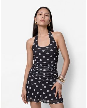 Noisy May Vestido Corto Con Estampado De Lunares Y Cuello Halter - Azul