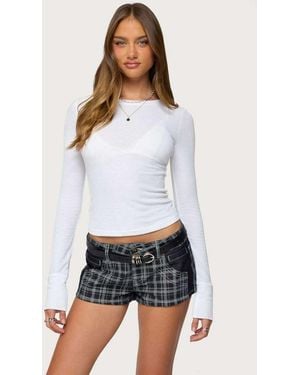 Edikted Kuini Ribbed Long Sleeve T Shirt - White