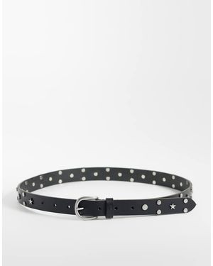 Levi's Ovaal Leren Riem Met Sterrenbeeld - Wit