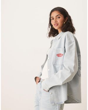 House Of Sunny Take A Trip Embroidered Denim Shirt - Blue