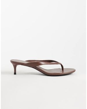 Mango Faux Leather Heeled Flip Flop - White