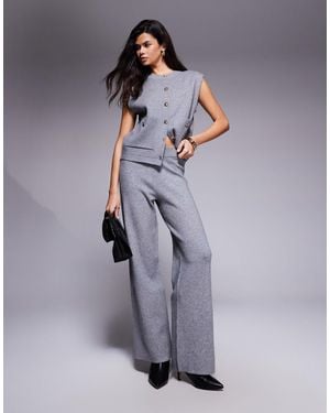 River Island Wide Leg Knit Pants - Gray
