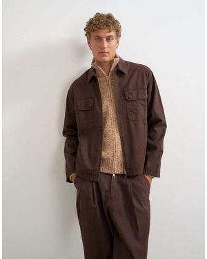 TOPMAN Sobrecamisa De Corte Holgado En Espiga - Marrón