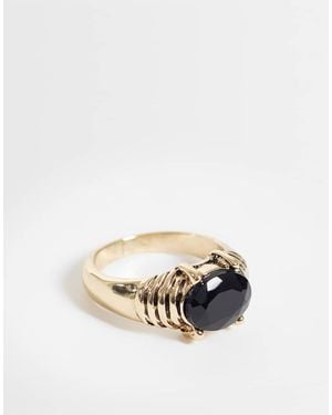 ASOS Anello Dal Design Vintage Con Pietra Nera Incastonata - Neutro