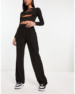 ONLY Light Weight Pintuck Wide Leg Trouser - Black