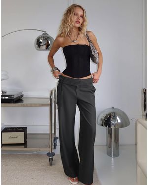 Princess Polly Good Riddance Pleat Side Tie Detail Tailored Wide Leg Pants - Gray