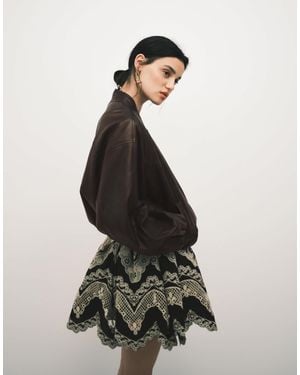 ASOS Washed Leather Look Oversized Bomber Jacket - White