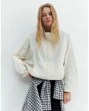 Pull&Bear Cropped Jacket With High Neck - Grey