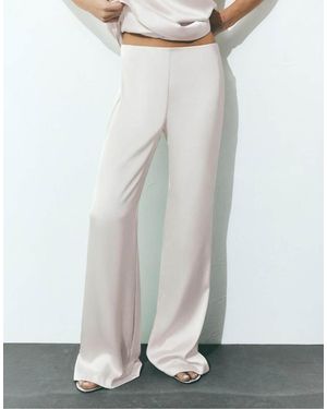 Pull&Bear Satin Fabric Straight-leg Trousers - Grey