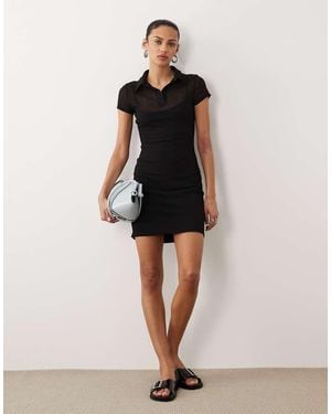 ASOS Short Sleeve Double Layer Mini Dress - Natural