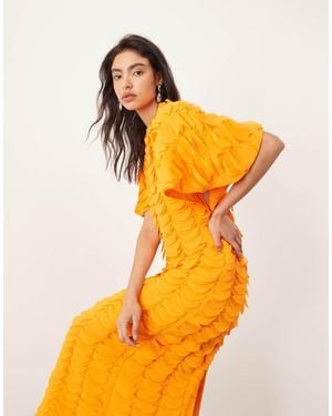 ARRANGE Laser Cut Maxi Jurk Met Wijde Mouwen - Oranje